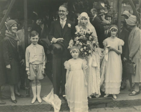 Page Boy - Master Carleton Tufnell, Bridesmaids - Miss Elizabeth Chapman and Miss Barbara Johnson