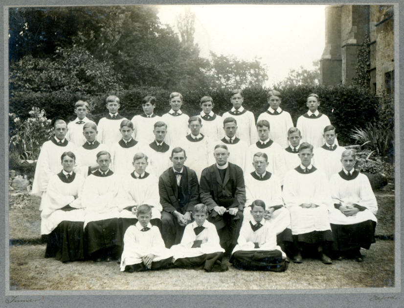 F H Pollard (on Warden's left) St Edwards School choir