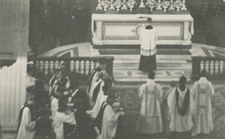 31st January 1951 - Enthronement of Bishop Willis at Delhi.  Fr. Clyton before alter.  Clergy on left.