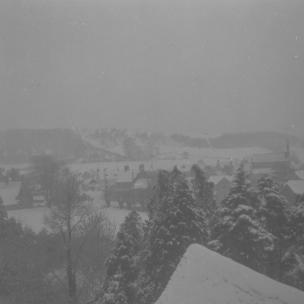 Hillesley village (& barn)  Snow  4.1.63      