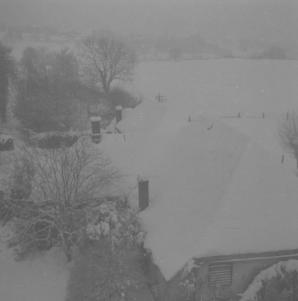 Hillesley village (& barn)  Snow  4.1.63      