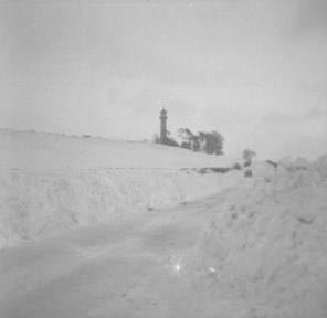 Hawesbury Monument in snow.  8.1.63