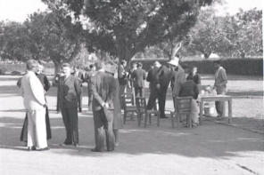 Cathedral of Redemption.  Tea on S. W. lawn  Oct 1950