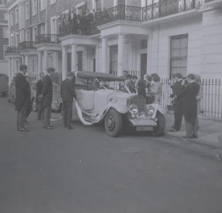 13th March 1965 - Richard Waddington and Clare Stanhope-Lovell wedding.  Wedding car being decorated.