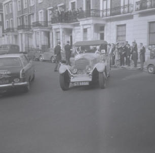 13th March 1965 - Richard Waddington and Clare Stanhope-Lovell wedding.  Couple leaving in wedding car.