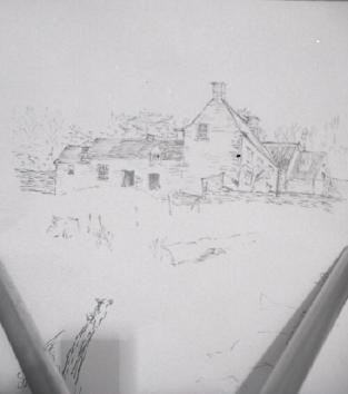 30th January 1966 - Wine Cellar Farm drawing by Hilary Waddington