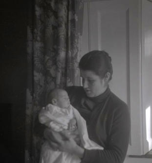 5th March 1966 - Edward Waddington 18 days old with mother Clare at Hillesley House