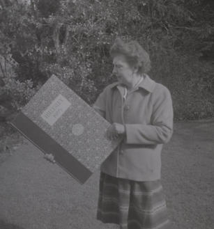 26th February 1966 - Ruth Waddington with W.I. scrap book.