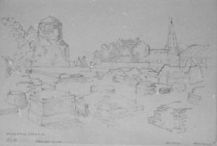Sketch 8.7.50 Stupa Fields Sarnath  1.5.53