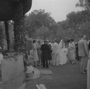 Pauline and Bill Humphrey wedding  Reception.  Bride & Groom  7.5.53