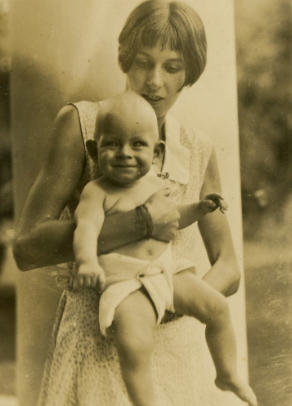 With his mother, Elyne Frances Tufnell