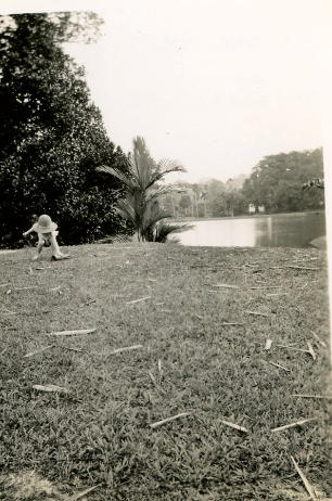 Mike at the bottom of the garden - The Tower Reservoir at the back.