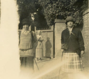 Ruth, her mother, Mary Emma Polland and friend.  Wicklaw Grange, Chalford