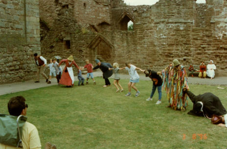 3rd Augst 1996 - Goodrich Castle.  William Bickford (2nd from left), Alexander Bickford (6th from left) and Elisabeth Bickford (8th from left)