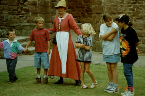 3rd Augst 1996 - Goodrich Castle.  Alexander Bickford (2nd from left) and Elisabeth Bickford (4th from left)